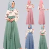 Etnische Kleding Maleisië Vrouwen Bloemenprint Maxi Jurk 2024 Eid Ramadan Moslim Abaya Bangladesh Dubai Kaftan Islamitische Turkije Gewaad Gown