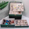 Smyckeslådor smart arrangör 3-lagers juveler pu box med lås för kvinnlig tjej fru för örhängen s ringar es l240323