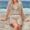 Party Kleider 2024 Sexy Gestrickte Schreiben Pareo De Plage Badeanzug Cover Up Strand Tragen Pareos Playa Mujer Bikini Abdeckung-ups # Q800