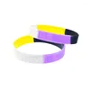 Bracciale rigido da 50 pezzi sottosezione colore giallo nero viola e bianco Bracciale in silicone Pride
