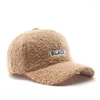 Ball Caps Drop Warm Baseball Faux Lamb Wool Dad Hat Teddy Fleece Snapback Hats Adjustable Windproof Outdoor Cap