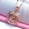 Kedjor 585 Purple Gold Plated 14k Rose Hollow Flower Pendant Neckce for Woman Charm utsökta Light Luxury Party SMycken Drop Delive Otbfm