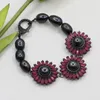 أقراط قلادة مجموعة GG Jewelry Natural Black Rice Pearl CZ Crystal Flower Bracelet مجموعات هدايا بسيطة