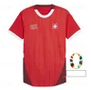 Maglie da calcio Svizzera 2024 Euro Cup Swiss National Team Elvedi Akanji Zakaria Sow Rieder Embolo Shaqiri Shirt da calcio Away Kids Dimensione 16 - 4xl