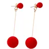 Dangle Oorbellen Pom Voor Dames Mode Elegant Lang Haarbal Drop 2024 Sieraden Cadeau