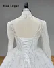 Embauchez Lnyer High Necy Long Laceve Lace Up Back Breading Sequins Sequins en dentelle robes de mariée robes de mariée