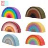 Sorting Nesting Stacking toys Silicone Rainbow Stacker Building Block Education Baby Toy Set 1 Puzzle Montessori Series Game Learning 24323