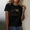 T-shirt da donna Camicia a maniche corte girocollo con stampa solare Top da donna
