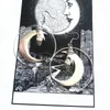 Orecchini pendenti in argento colore luna e ciondolo a cerchio a mano grande mezzaluna strega gotica dea magica classica originale 2024 regalo donna