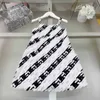 Luxury designer kids clothes girls Camisole dresses baby skirt Princess dress Size 90-150 CM Black and white stripe child frock 24Mar