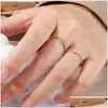 Band Rings Gold Color Heart Zircon Set For Women Girls Adjustable Minimalism Luxury Twist Ring Fashion Jewelry Trendy Gifts Drop Deliv Dhui2