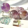 Figurine decorative 1 pz. Sfera di cristallo viola naturale, decorazione per la casa, souvenir squisito