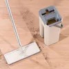 Flat with Bucket Water Floors Cleaner Home Kitchen Wooden Mops Lazy Fellow for Wash Floor Squeeze Mop