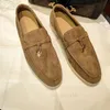 Loro Piano Designer Luxury Disual Shoes Dress Shoes Man Tasman Tasman Heel Classic Lefu Low Top Top Suede Moccasin Slippery Cover Professional