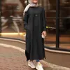 Roupas étnicas Muçulmanas Mulheres Desgaste Multi-Color Manga Longa Camisa Bolso Vestido Casual Robe Formal Abaya Dubai