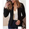 Kadın Suit Blazers EWSFV 2024 İlkbahar ve Sonbahar Kadın Moda Moda Sıradan İnce Düz Renk Baskı Uzun Kollu Küçük Takım Ceket Drop Del Otoft
