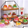 Decorative Flowers Wreaths 1Pcs Simation Cake Model Dessert Props Love Jam Bread Fake Fruit Home Decoration Round Birthday Refrigerato Otyhp