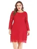 Plus size jurken kant feestjurk vrouw zomer lange mouw uitgehold bloemen sexy avond club bodycon korte mini