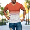 T-shirt a maniche corte con scollo a V slim fit con stampa digitale 3D con gradiente superiore della nuova estate