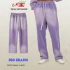Pantaloni da uomo invecchiati con tintura ad aerografo da 360 grammi, pizzo casual, lavaggio bianco inondato