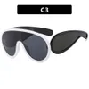 2 stuks mode luxe ontwerper trendy zonnebril met groot frame 2023 nieuwe modieuze zonnebril uit één stuk voor dames met gepersonaliseerde Instagram-zonnebril