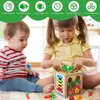 Classificação de brinquedos de empilhamento de aninhamento 6 em 1 cubo de atividade de madeira Montessori brinquedo de bebê classificação e placa de empilhamento educação precoce presente de aniversário 24323