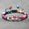 Strand Charm Women Pink Butterfly Bracelet 6mm Natural Tiger Stone Black Lava Onyx Beads Bracelets & Bangles Handmade Men Wrist Jewelry