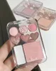 GOGO TALES Stick Sweet Heart Powder Blusher Eyeshadow Palette Blush Highlights Caramel Brown Makeup 240318