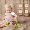 ソートネスティングスタッキングおもちゃの子どもモンテッソーリおもちゃ森林木の糸が木製のビルディングブロックゲームバランス能力教育ギフト24323