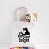 Torby na zakupy choinki kupujący jedno ramię drukowanie dużej pojemności Casual Eco Canvas Bag Fashion Cute Tote dla kobiet