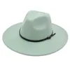 Breda brimhattar hink hattar 9,5 cm breda brim droppe topp fedoras unisex retro kvinnor filt hatt brittisk klassisk jazz mens hatt vinter och höstklänning hatt 24323