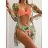 2024 New Three Point Three Piece Overcover Long Sleeve Split Bikini Swimming