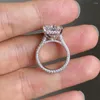 Anelli a grappolo Anello con diamante Moissanite completo Oro bianco 18 carati 8 ct Taglio radiante D VVS Matrimonio di fidanzamento da donna