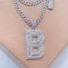 Custom Pass Diamond Tester Iced Out Vvs Муассанит Ювелирные изделия Хип-хоп Подвеска-багет с одной буквой Алфавит "b" Ожерелье для мужчин