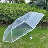 juchiva Umbrellas Fully Automatic Three-fold Transparent Umbrella Folding for Rainy Day Outdoor Portable Clear