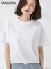 T-shirt Femme T-shirt femme 2023 haut d'été solide à manches courtes col rond ample 100% coton décontracté chemise femme Harajuku coréen Womens T-shirt 240323