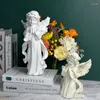 Dekorative Figuren aus Kunstharz, weiße Engel, süße Blumenfee im europäischen Stil, Retro-Stil, für den Innenbereich, Wohnzimmer, Dekoration, Gegenstände