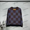 2024 Designers Sweaters Luxury Mens Womens Chessboard Grid Pattern Jacquard Man Paris Fashion Tee Top Quality Street Long Sleeve Luxurys Black White Green S-XL