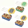 Set di stoviglie Scatole per adulti 1400 ML Bento Lunch Box Bambini Bambini con scomparti contenitori forchetta cucchiaio