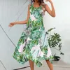 Sukienki swobodne kwiatowy nadruk bohemian dla kobiet 2024 Bez rękawów czołg plażowy nieregularny impreza liniowa sukienka maxi vestidos