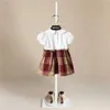 Mädchenkleider Sommerkleid für Mädchen, weißes Puppenrevers-Kinderkleid, kurzärmeliges Kinder-Prinzessinnenkleid aus reiner Baumwolle, Kinderkleid 24323