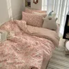 Bedding Sets Cotton Floral Duvet Cover Fitted Flat Sheet Pillowcase Set No Filling Single Double King Size Ins Style Boys Girls Kit