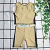 Women's high waist padded logo letter print tanks and shorts twinset tracksuits SMLXL
