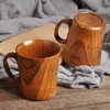 Muggar stort handgjorda handtag som dricker kaffetumbler trä med retro te ölstil dricker 400 ml japansk kopp mugg trä