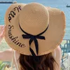 Chapeaux à larges bords Chapeaux de seau Nouvelles femmes d'été plage chapeau de paille coréen plage bord crème solaire parasol vacances mode cool arc chapeau 240322