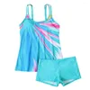 Women's Swimwear 2Pcs/Set Women Sexy Tankini Set Printing Sling Tops Skinny Swim Trunks Quick Drying Beachwear