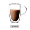 Tasses 150/250/350/450ml Double paroi en verre café isolé tasse en Borosilicate transparent avec poignée jus lait thé tasses pour cadeaux