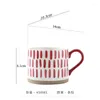 Tasses 450 ml tasse à café personnalisée peinte à la main avec poignée tasses en céramique créatives filet scandinave rouge multi-motifs