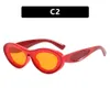 2 PCS الأزياء مصمم فاخر النظارات الشمسية بيضاوي الشكل HIP-HOP 2023 NEW FRASHION PUNK SUNGLASES NESTRANCESS NECRANGES