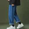 Men's Jeans Men Denim Pants Stylish Summer With Wide Leg Design Pockets Casual Mid-rise For A Trendy Look